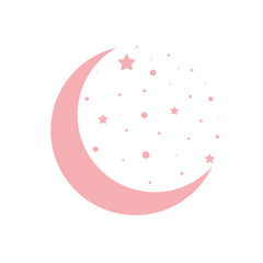 pink moon star vector