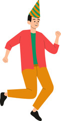People Celebration New Year in Cartoon Design. Vector Character Illustration.