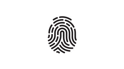 Fingerprint icon in minimalist style with high contrast black and white for security and identity