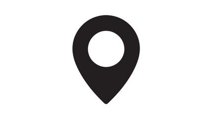 Black map pin icon in modern minimalist design with simple flat style on white background for navigation