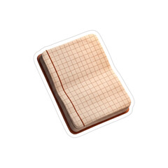 3D Open Grid Paper Notebook Icon with Margin Line