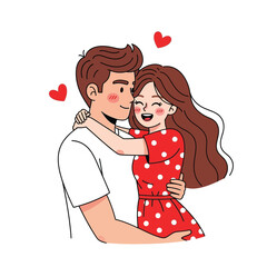 Couple embracing isolated on white background