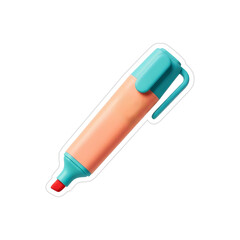 Bright Turquoise And Peach Highlighter Pen With Retractable Cap For Office Or School Use