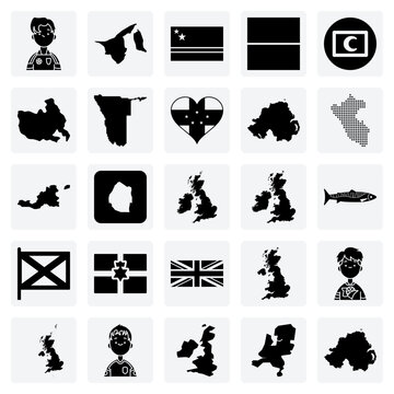 Graphics Of World Flags From Asia, Africa, And The Americas For Web And Application Development.