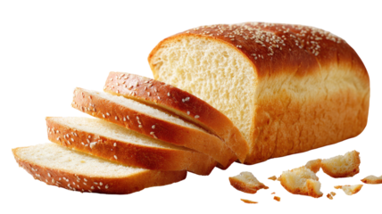 Sliced loaf bread with sesame seeds, crusty edges and soft inside