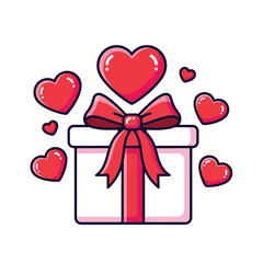 Heart gift box with ribbon isolated on white background