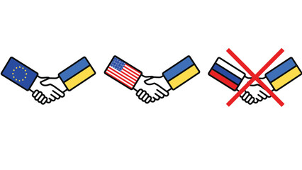 Obraz premium Handshake between Ukraine and international partners, rejecting Russian influence