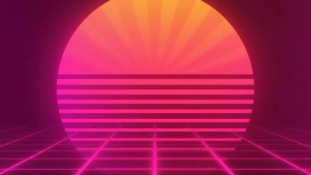 Abstract neon geometric shape with grid lines and gradient