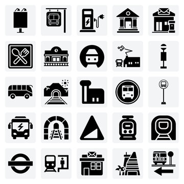 City Transportation And Public Spaces &ndash; Bus Stops, Train Stations, And Underground Tunnels For Urban Mobility Illustrations.