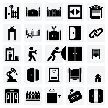 Entryway And Access Point Representations Featuring Automatic, Sliding, And Security Gates For Architectural Or Security-Themed Projects.