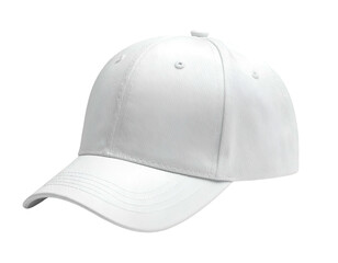 White baseball cap isolated on a dark background, angled view
