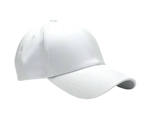 Rendered pristine white baseball cap, shadowed against black background