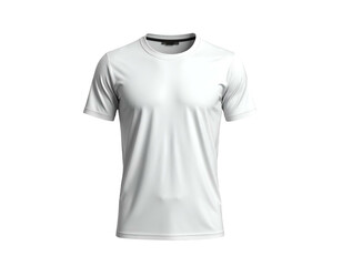 Front view of a white, crew neck t-shirt on a dark background