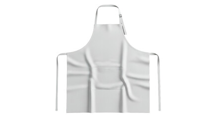 Isolated close-up of a plain white apron with a neck loop and pocket