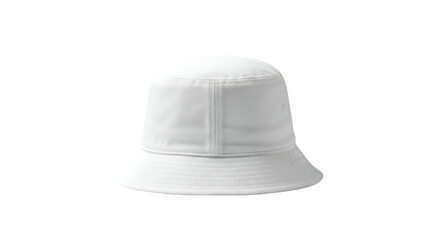 A clean, white bucket hat isolated on a solid black background