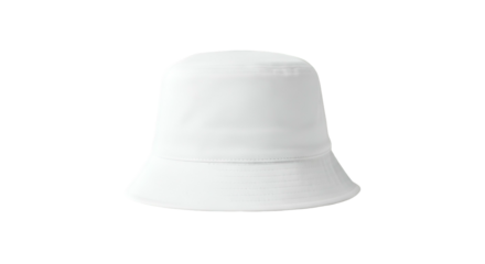 A solid white casual hat with a rounded crown and downward brim