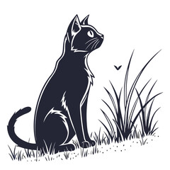 Cat sitting in grass © NAHID 