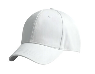 A crisp, clean white baseball cap against a dark background