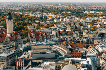 The drone aerial view of Leipzig, Germany. Leipzig is the largest city in the German federal state of Saxony © IBRESTER
