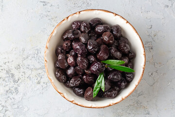 Black olives. Delicious olives grown in the Mediterranean and Aegean regions