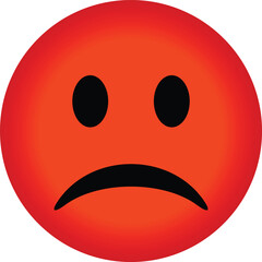 Red Sad Face Emoji Icon with an Unhappy Expression Isolated on White Background for Customer Dissatisfaction Rating