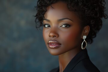 Focused African American businesswoman engaging in professional development with confidence and poise in a contemporary setting