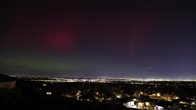 Aurora Borealis Visible Over Denver During Geomagnetic Storm Timelapse