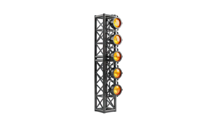 Stage Lighting Truss with Multiple Amber Spotlights