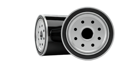 Two Black Oil Filters on White Background