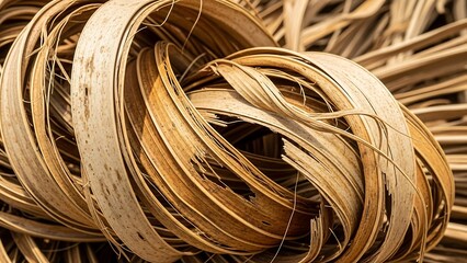 Coiled thin strips of dried bamboo.