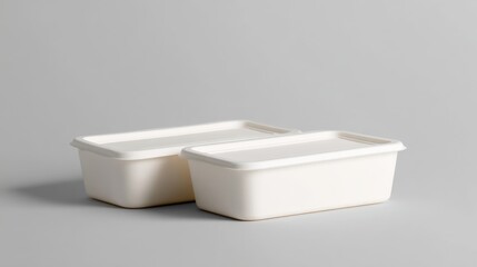 Minimalist White Storage Containers on Light Gray Surface