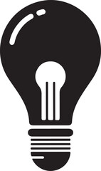 Minimalist black silhouette lightbulb icon on a white background