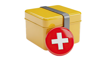 Yellow First Aid Kit Icon with Red Cross Emblem