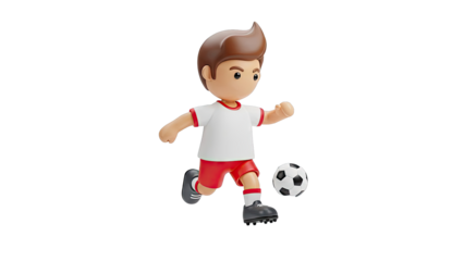 3D Cartoon Boy Playing Soccer