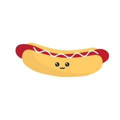 Fototapeta premium Cute Kawaii Hotdog