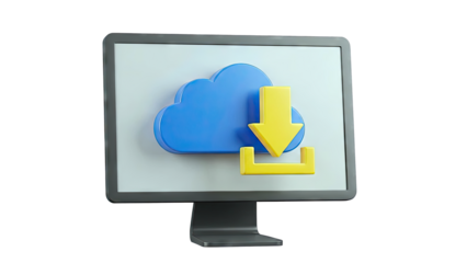 Computer Monitor with Cloud Download Icon