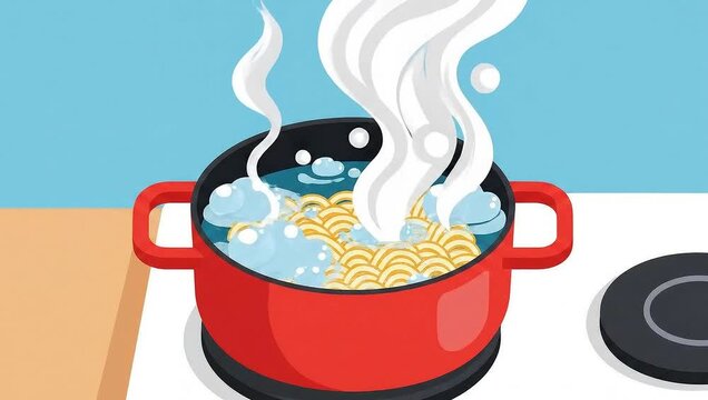 Cooking Noodles - A Simple Animated Illustration of Food Preparation.