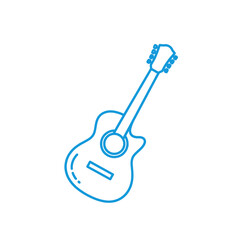 Acoustic guitar outline icon vector on white background