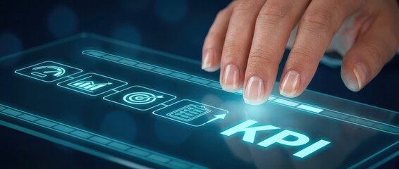 KPI Key Performance Indicator Concept. Touchscreen Interface