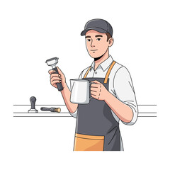 Barista Preparing Coffee in Modern Cafe