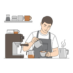 Barista Preparing Coffee with Espresso Machine