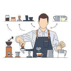 Expert Barista Preparing Coffee in a Modern Cafe