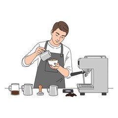 Coffee Barista Preparing Fresh Coffee