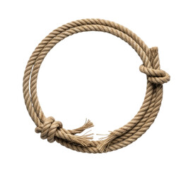Rope circle with knots, nautical rope frame, isolated on white background, cutout isolated on transparent bg, png © Fanni Art