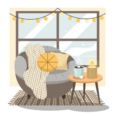 Cozy Window Interior with Warm Lights