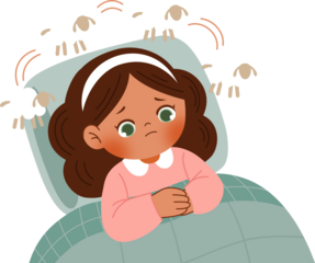 kid awake in bed having insomnia