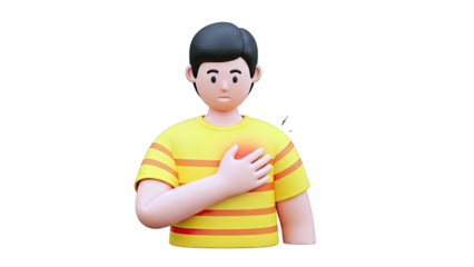 3D Cartoon Boy with Chest Pain