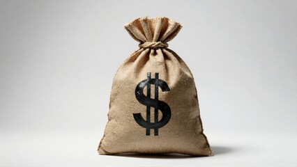 Burlap money sack with dollar symbol