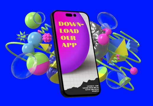 Vibrant App Download Mobile Screen Mockup PSD