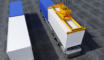 Conceptual image of a three-dimensional rendered unmanned automated cargo terminal scene